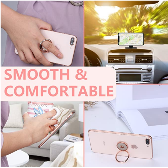 Phone Ring Holder Finger Kickstand - FITFORT 360° Rotation Metal Ring Grip for M...